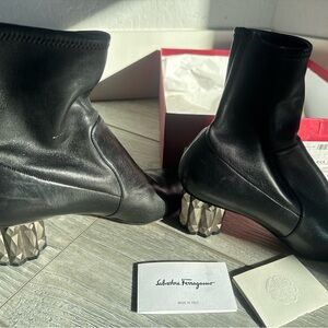 Salvatore Ferragamo Black Boots with Sculpted Heel